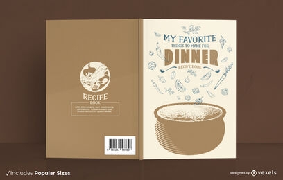 Dinner food recipe book cover design