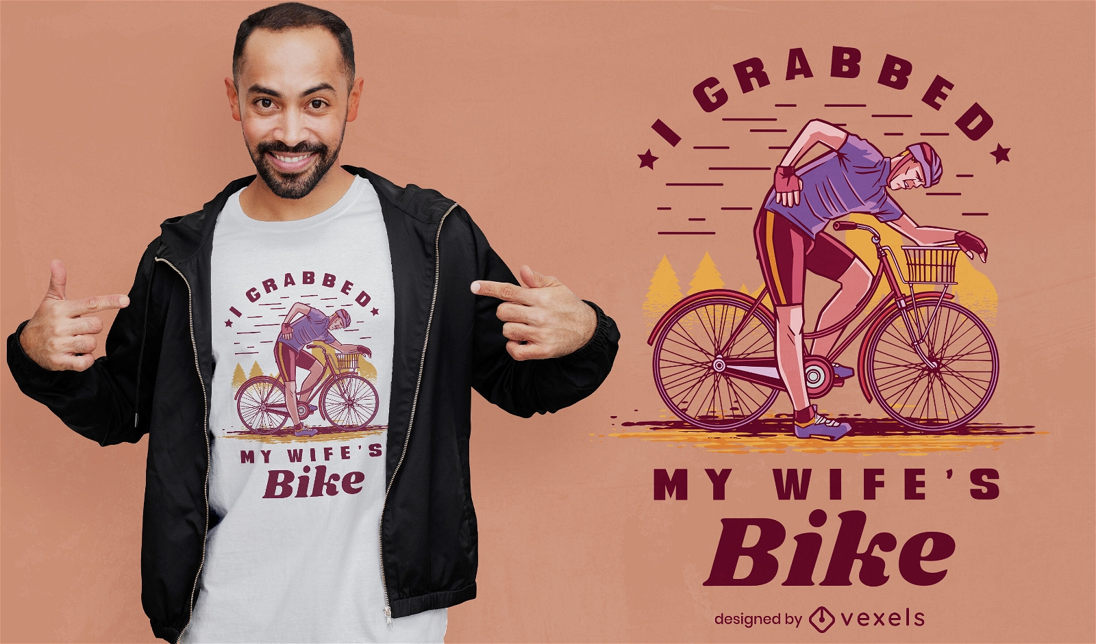 Design de camiseta de homem andando de bicicleta