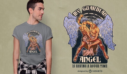 Guardian angel fight funny t-shirt design