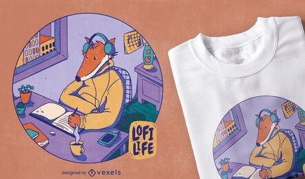 Cool lofi fox t-shirt design