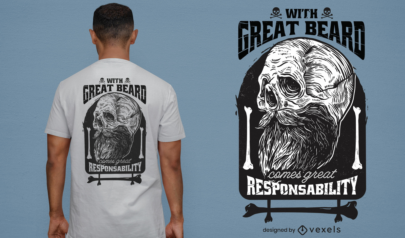 Diseño divertido de camiseta con cita de barba de calavera