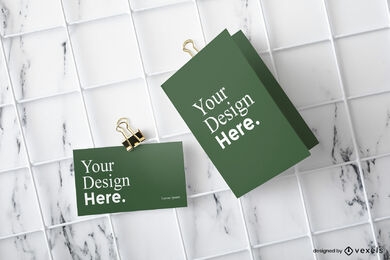 Green business and greeting cards mockup