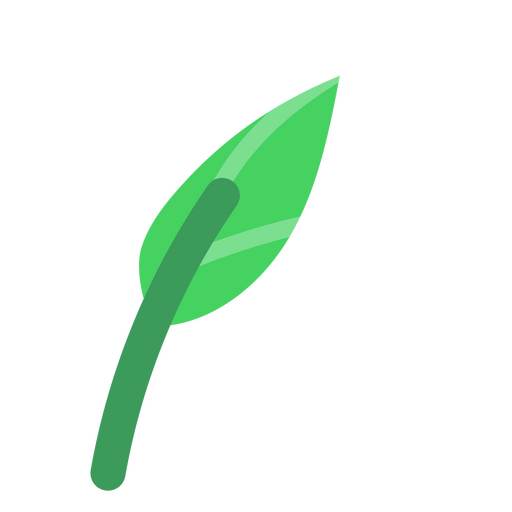 Folha semi plana verde Desenho PNG