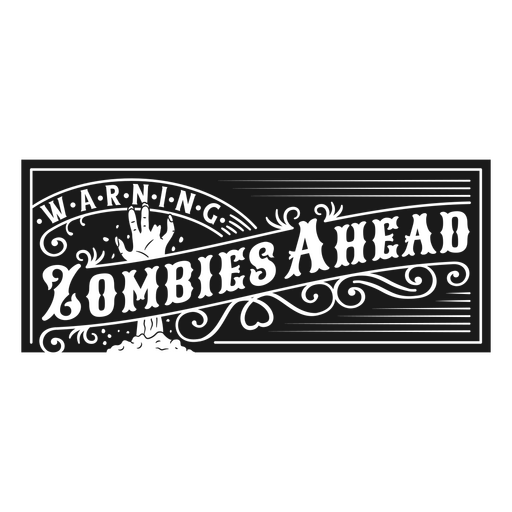 Zombies delante de la insignia de cita de Halloween muerta