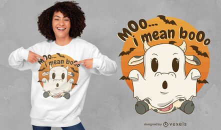 Cute Halloween cow ghost t-shirt design
