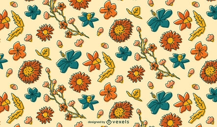 Hermoso trazo de color de diseño de patrón floral