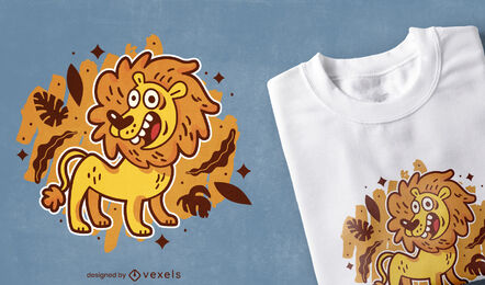Cartoon lion wild animal t-shirt design