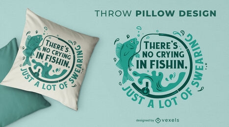 Funny fishing throw pillow design