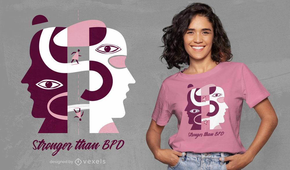 Design de t-shirt abstrata bpd saúde mental