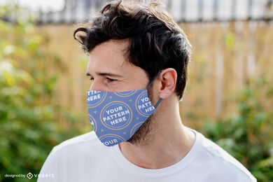 Man in garden face mask mockup design