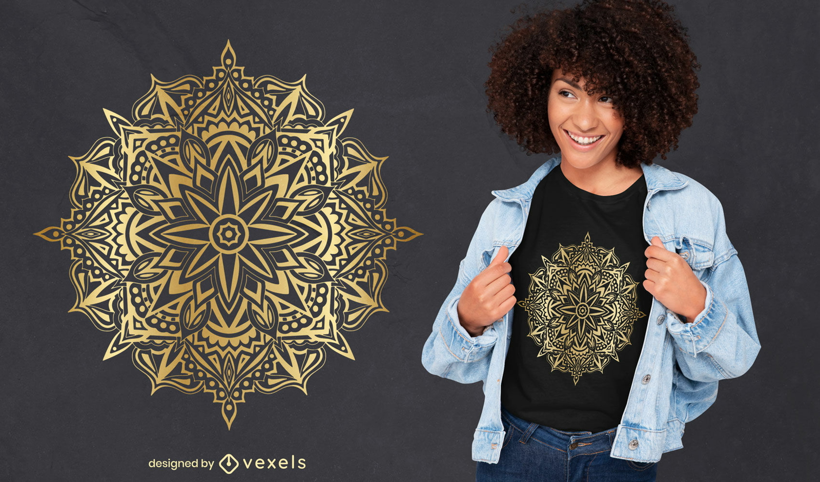 Schönes goldenes Mandala-T-Shirt-Design