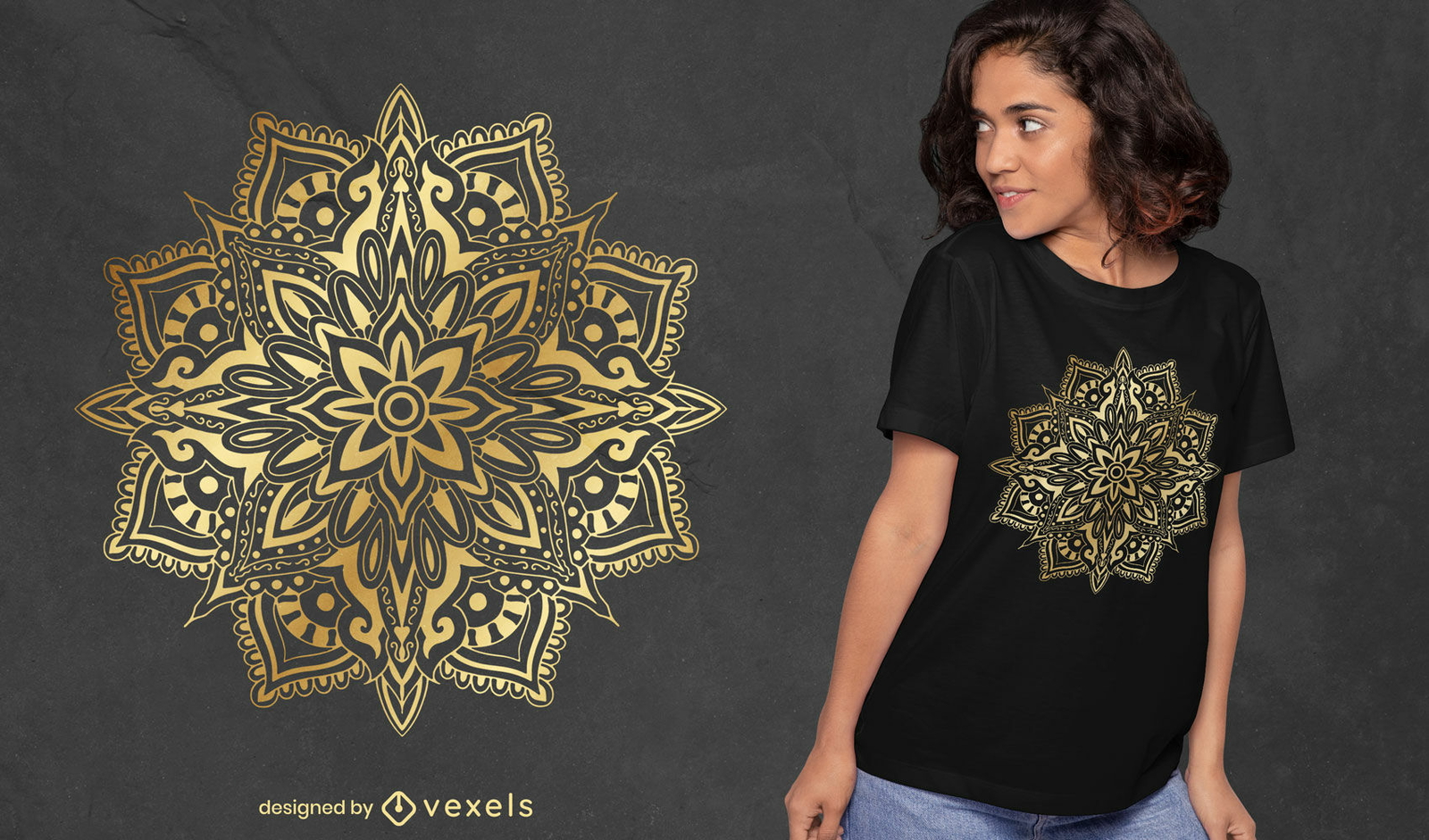 Diseño de camiseta floral mandala.