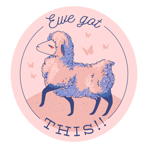 Motivational sheep badge PNG Design
