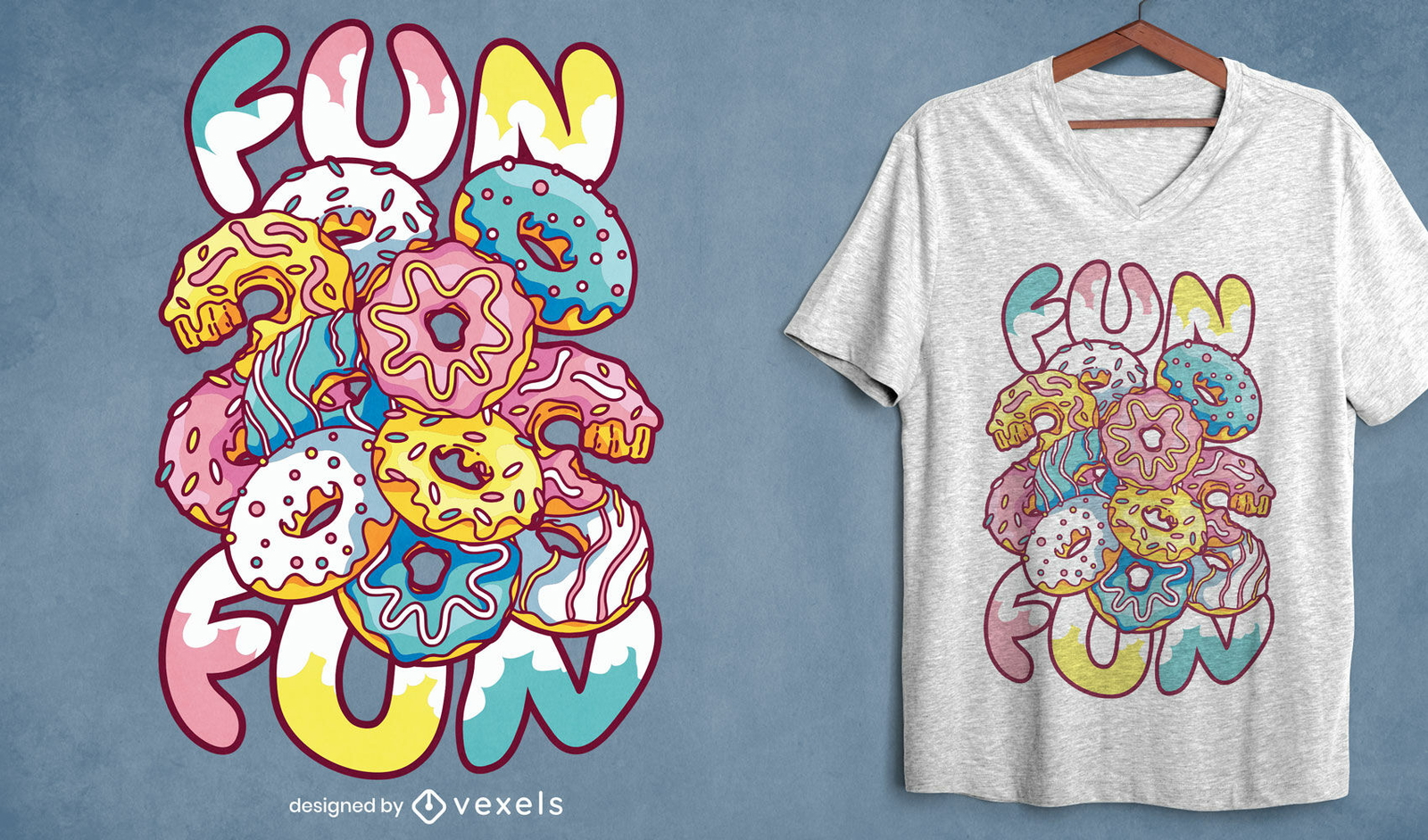 Divertido diseño de camiseta de donas.