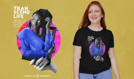 Retrato de mujer con camiseta azul psd