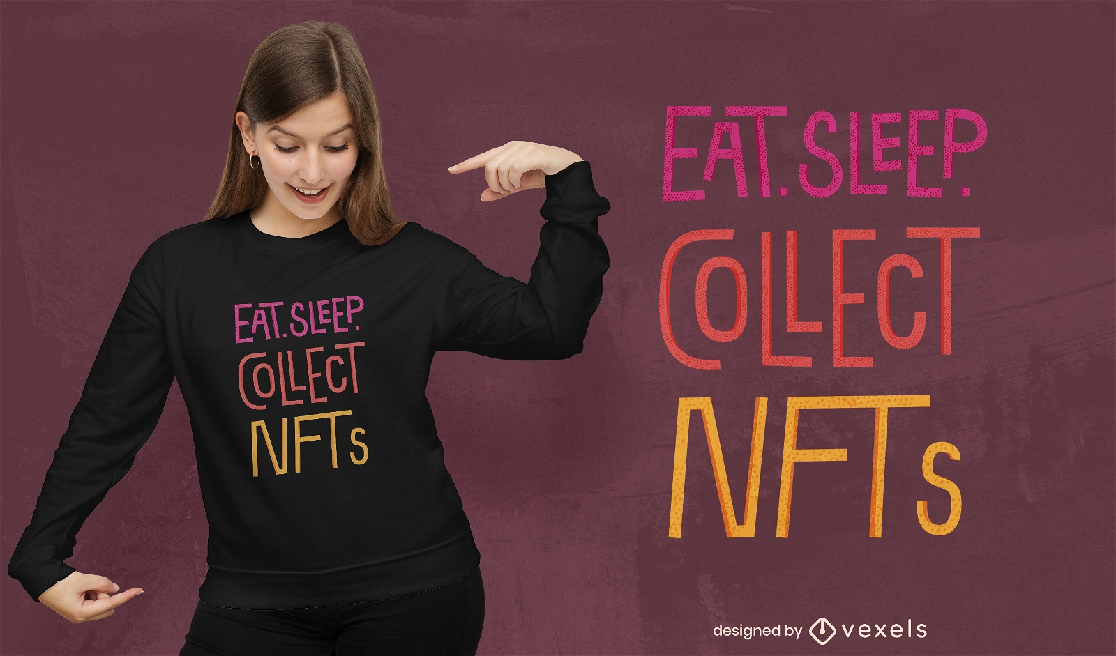 Comer, dormir e colecionar designs de camisetas NFT