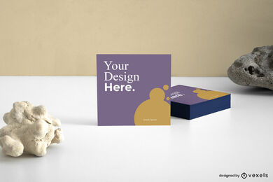 Square business card mockup design
