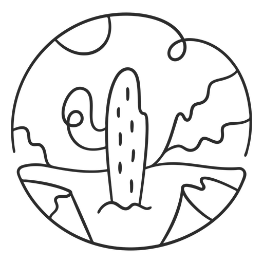 Cactus de trazo de paisaje Diseño PNG