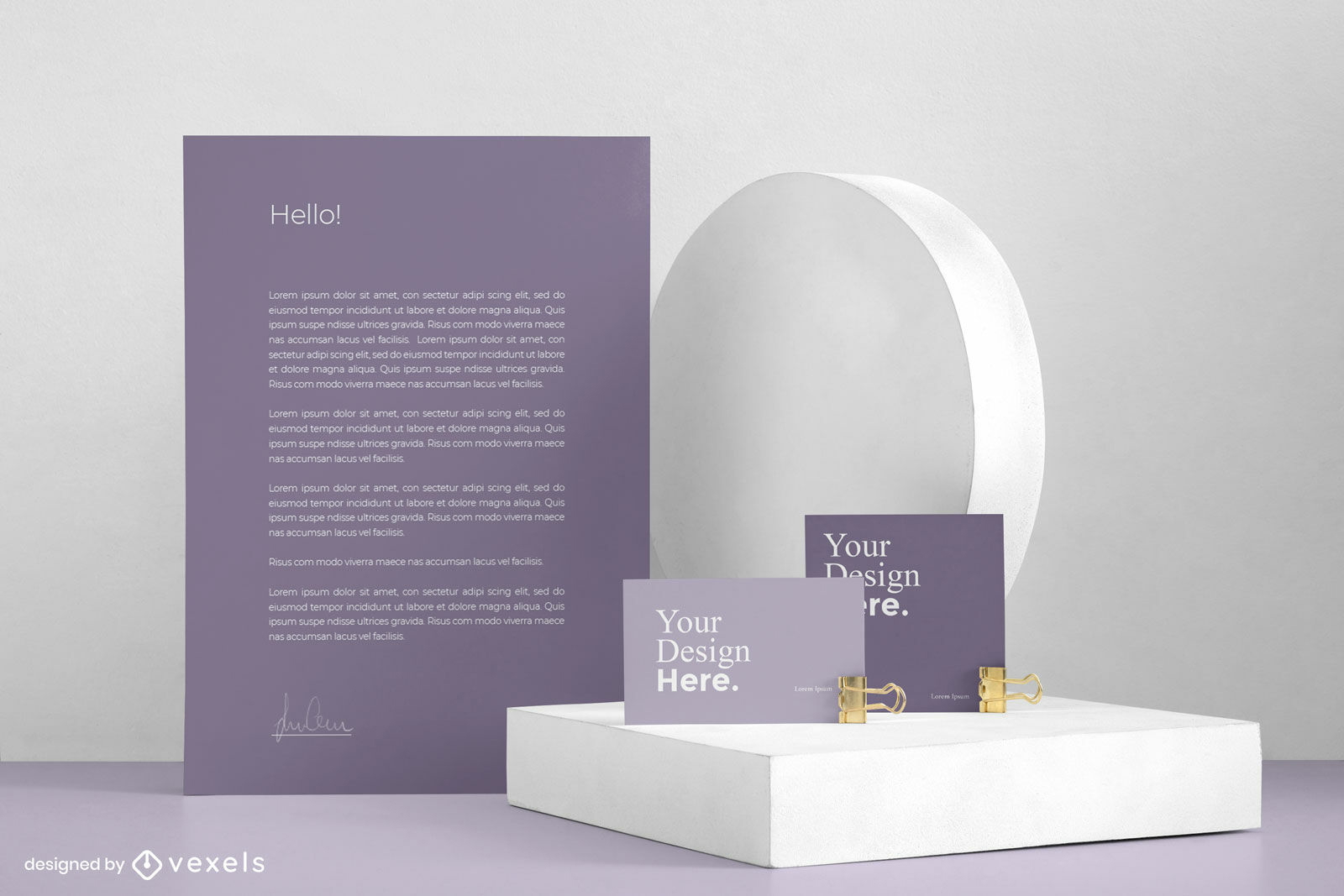 Stationäres lila Branding-Mockup-Design