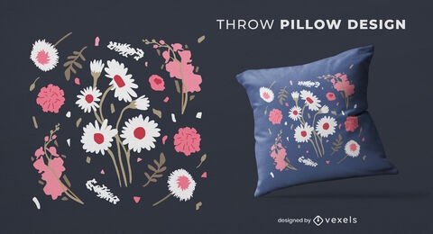 Spring flowers throw pillow design