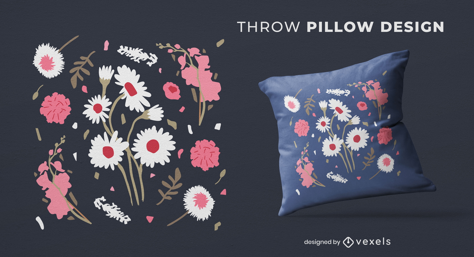 Diseño de almohada de tiro de flores de primavera