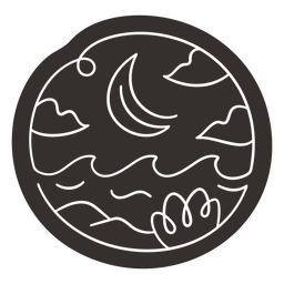 Nature scenery sea and moon cut out PNG Design