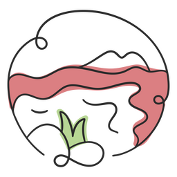Naturlandschaft See und Pflanzen rosa Gekritzel PNG-Design