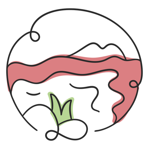 Naturaleza paisaje lago y plantas rosa doodle Diseño PNG
