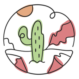 Nature scenery desert cactus doodle  PNG Design