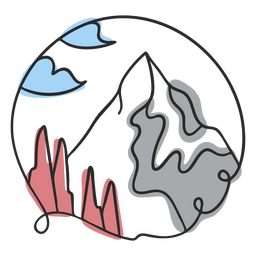 Naturaleza paisaje montañas nevadas doodle Diseño PNG