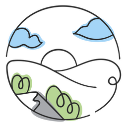 Naturlandschaftshügel und das Sonnengekritzel PNG-Design