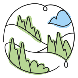 Nature scenery hills and trees doodle PNG Design