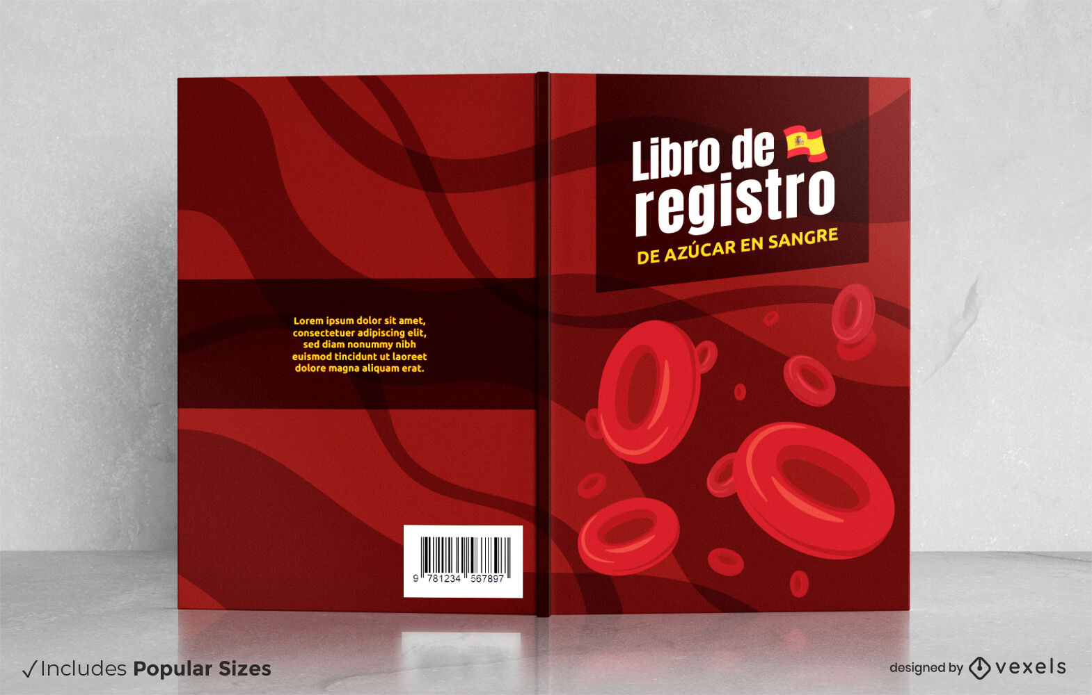 Gran diseño de portada de libro de registro de azúcar en sangre