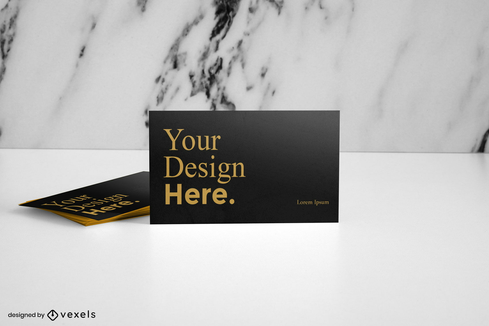 Black and gold business card mockup