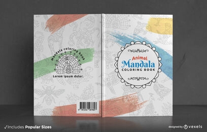 Cool animal mandala coloring book cover design