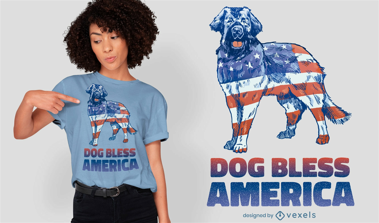 Dise?o de camiseta de perro de bandera estadounidense.