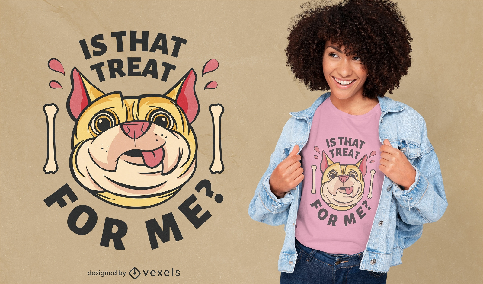 Design de t-shirt com cara de animal e cão pug fofo