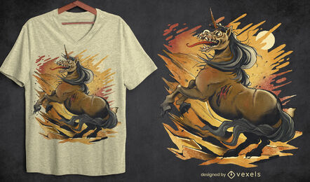 Camiseta monstruo unicornio zombie psd