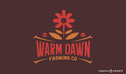 Farming flower duotone logo template