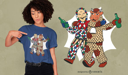 Design de camisetas de marionetes bebendo