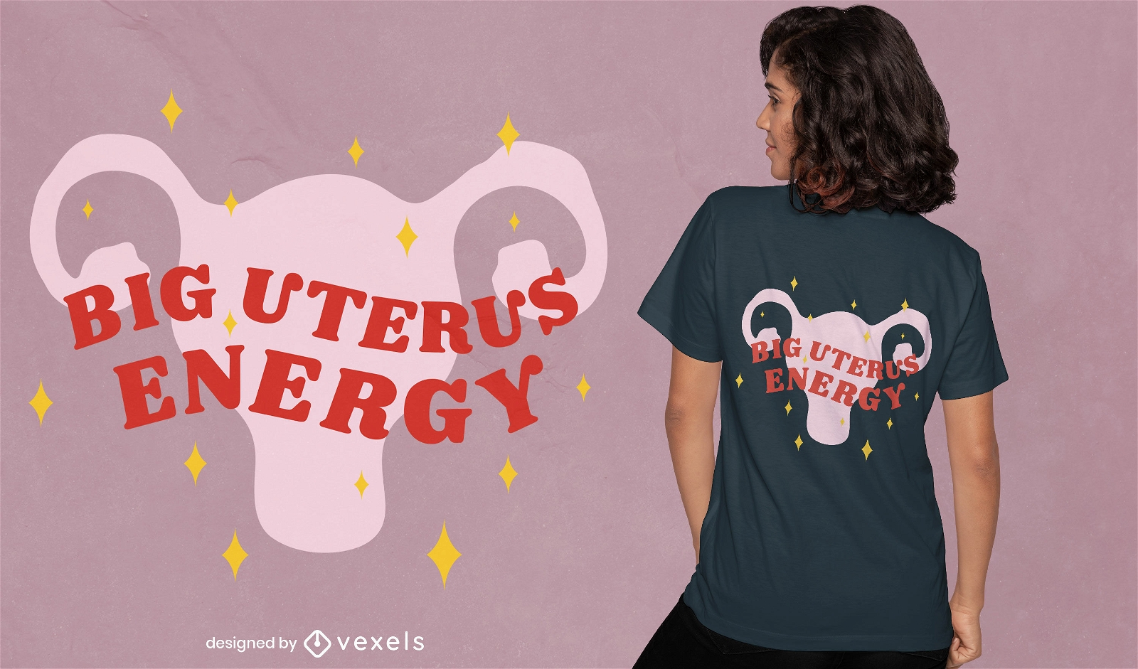 Uterus-Silhouette funkelndes T-Shirt-Design