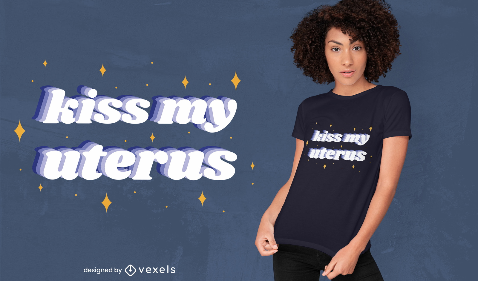 Diseño de camiseta Kiss my uterus quote