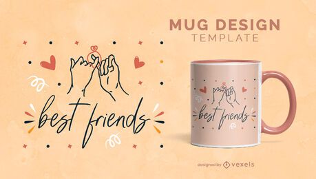 Best friend hands holding mug template