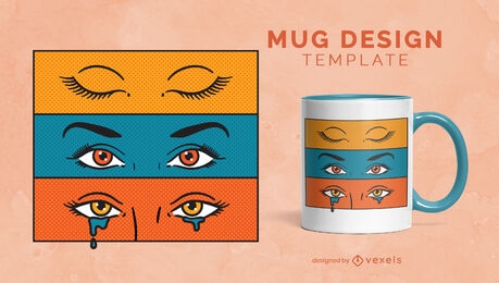 Comic book strip eyes mug template