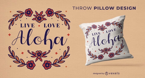 Aloha quote floral throw pillow design