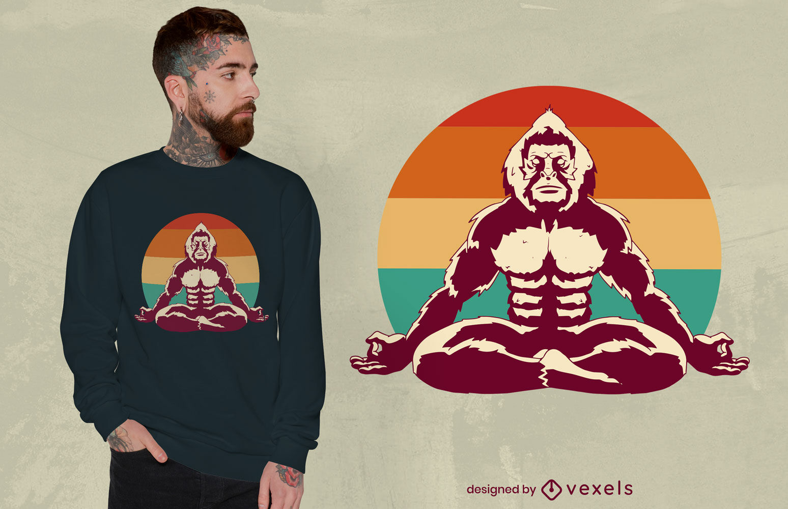 Diseño de camiseta de meditación Bigfoot