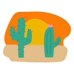 Nature scenery desert cactus semi flat PNG Design