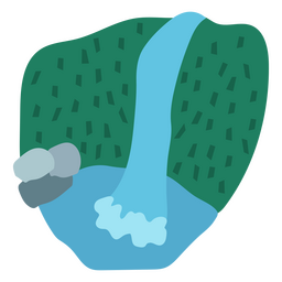 Nature scenery waterfall semi flat  PNG Design