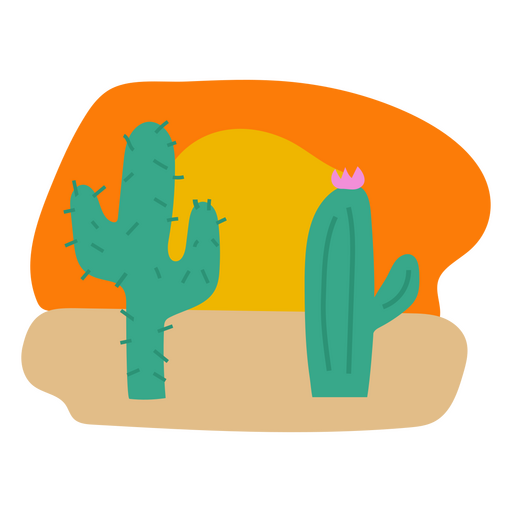Cacti Nature Scene PNG Design