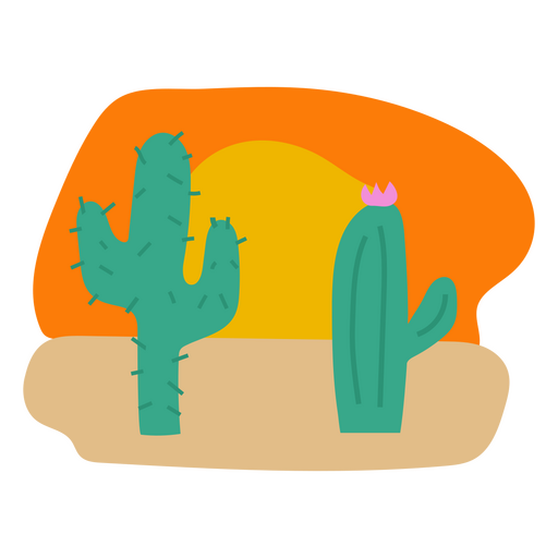 Cena da natureza dos cactos Desenho PNG